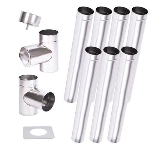 Kit conduit cheminée simple paroi de 7 m Ø 100/120/130/150/160/180/200 mm - Dimensions: 130 mm