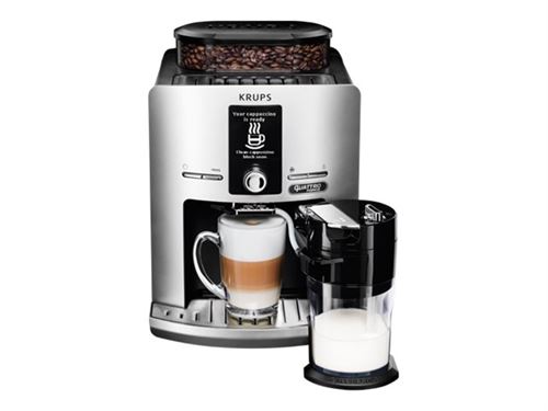 Krups Quattro Force Ea82Fe Latt'Espress - Machine à café Automatique avec Mousseur à Lait - 15 Bar - Argent/Noir