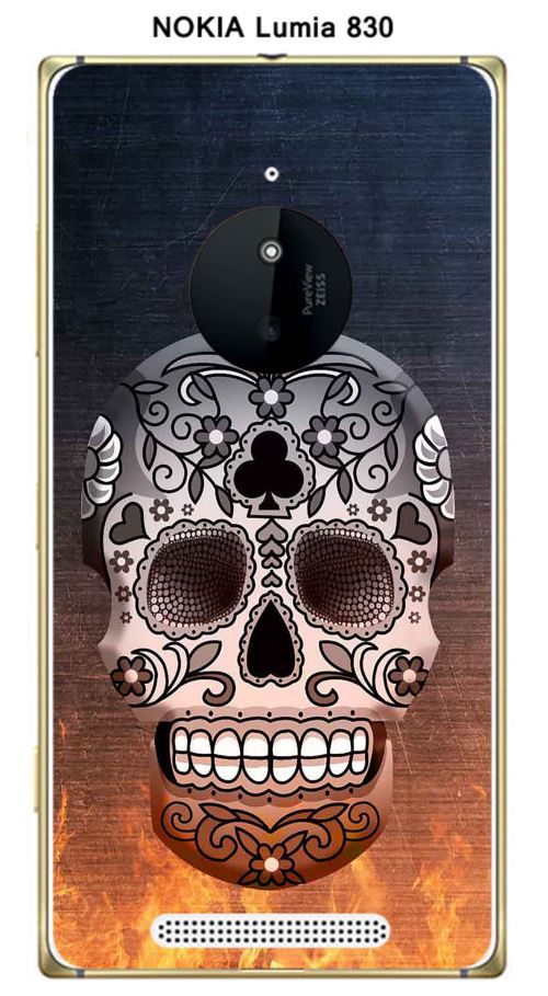 Coque Nokia Lumia 830 design Tete de mort fond feu