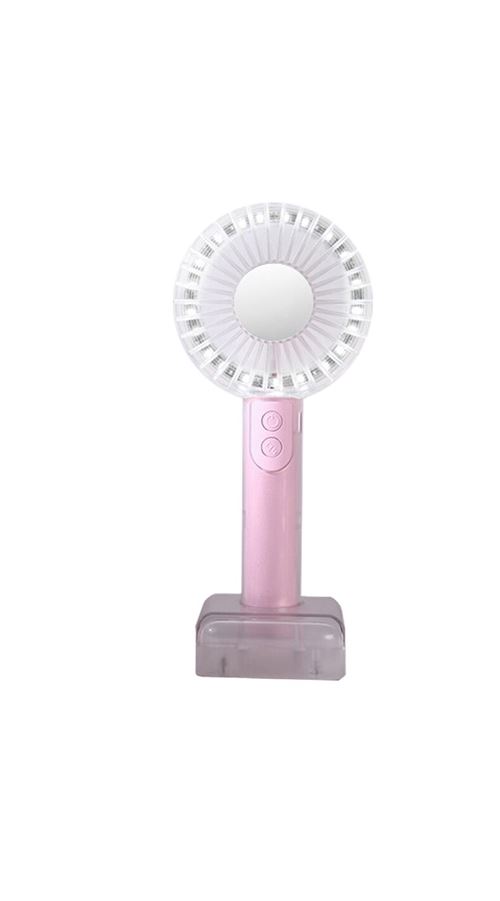 Ventilateur de poche USB SJ-01 Avec Petit Miroir et Lumière Rose