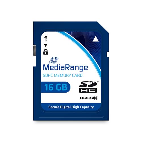 MediaRange - Carte mémoire flash - 16 Go - Class 10 - SDHC - bleu