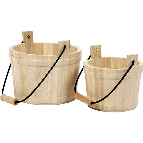 Creotime seaux avec anse en bois unisexe 2 pièces