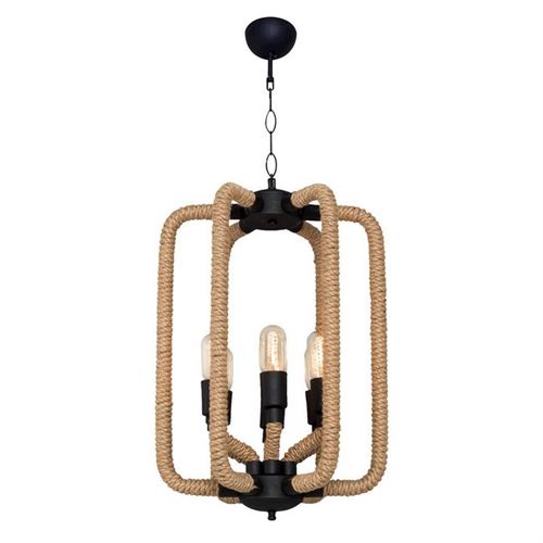Suspension en Métal, Corde Noir, Ecru Luminaire Design - Pour Plafond, Séjour, Salon, Bureau - Suspension, Lustre