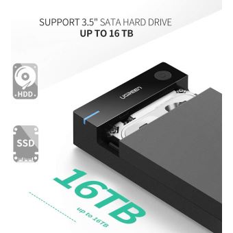 USB 3.0 Boîtier Disque Dur Externe 3.5 Pouces SATA III HDD UASP 10 To Max  12V 2A Bloc Alimentation Câble USB 3.0 Inclus
