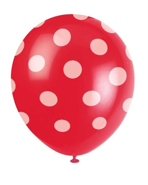Haza Original ballons pointillés rouge/blanc 30 cm 6 pièces