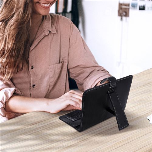 Housse Clavier Pour Tablette 10 Pouces AZERTY USB-C | Support Intégré Noir | Neuf
