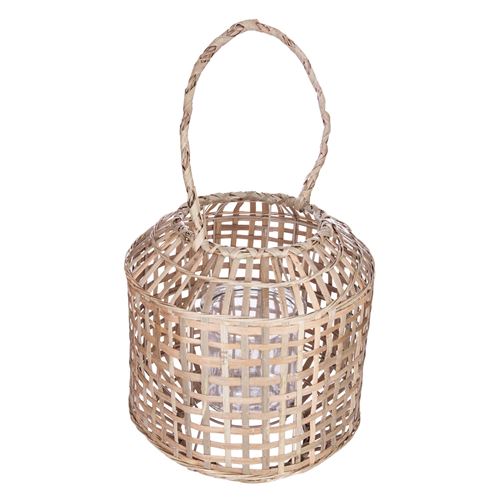 Atmosphera Lanterne en bambou ethnique Nomade - H. 28 cm - Beige