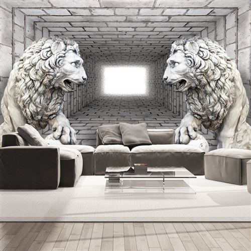 Papier peint Lions de pierre-Taille L 350 x H 245 cm