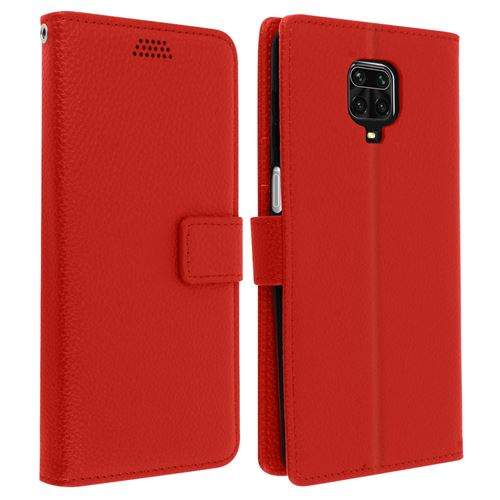 Avizar Housse Pour Xiaomi Redmi Note 9S / 9 Pro / 9 Pro Max Clapet Porte carte Rouge