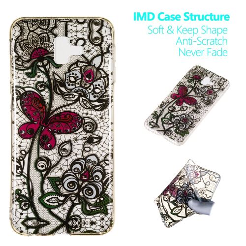 Coque en TPU gel dentelle fleur et papillon pour votre Samsung Galaxy J6 Plus J610F/J6 Prime