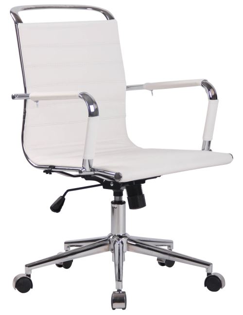 Chaise de Bureau Barton en véritable Cuir avec Design moderne et épuré - Hauteur Réglable Pivotant - Couleur Blanc