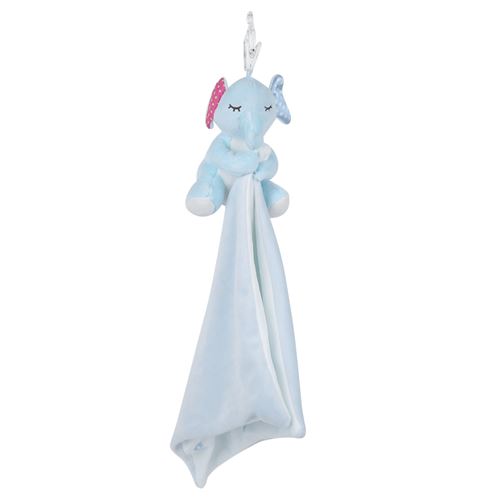 Jouet Serviette Bébé en Peluche Suspendu - Éléphant Bleu