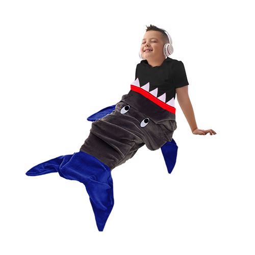 Totum couverture queue de requin polyester gris/bleu