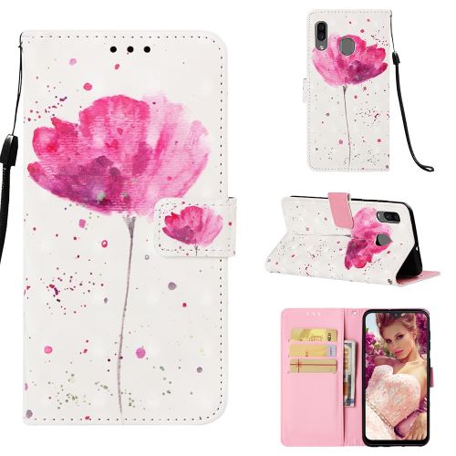 Etui en PU support motif imprimé fleurir pour votre Samsung Galaxy A20/A30