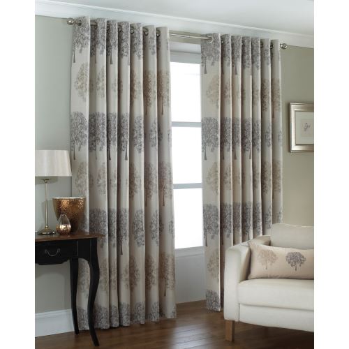Riva Home Oakdale - Rideaux à imprimés arbres (Taille 8: 229 x 229cm) (Argent) - UTRV1089