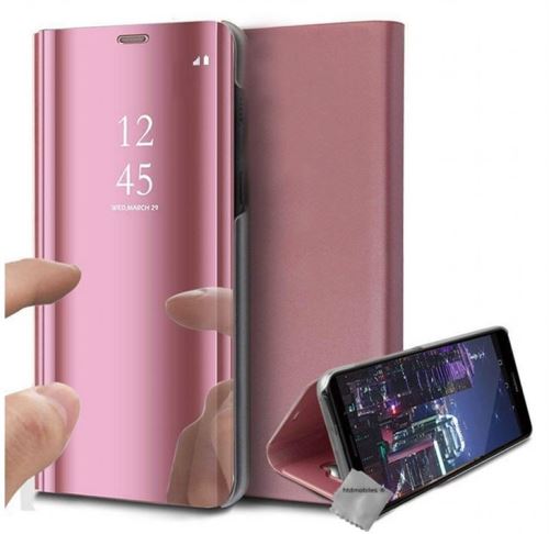 Housse etui coque portefeuille clear view pour Xiaomi Mi A3 avec verre trempe - ROSE