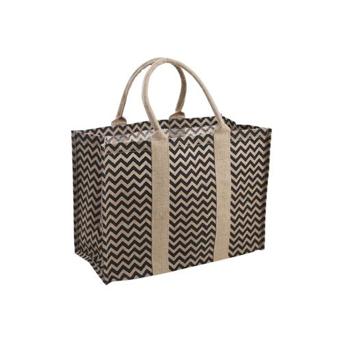 AUBRY GASPARD Cabas en toile de jute renforc&eacute;e - motif Z&eacute;br&eacute;