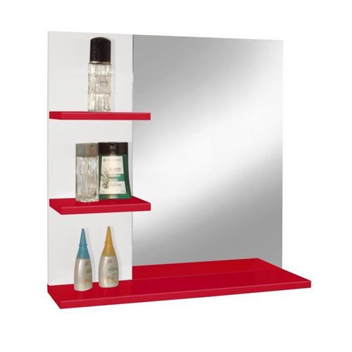 CORAIL Meuble miroir de salle de bain L 60 cm - Rouge brillant