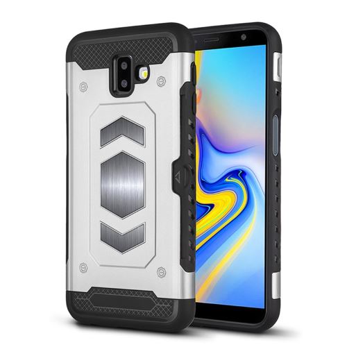 Coque en TPU combo avec porte-cartes argent pour votre Samsung Galaxy J6 Plus