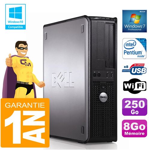 PC Dell 380 Dt Intel E5300 Ram 8Go Disque 250 Go Graveur Dvd WiFi W7