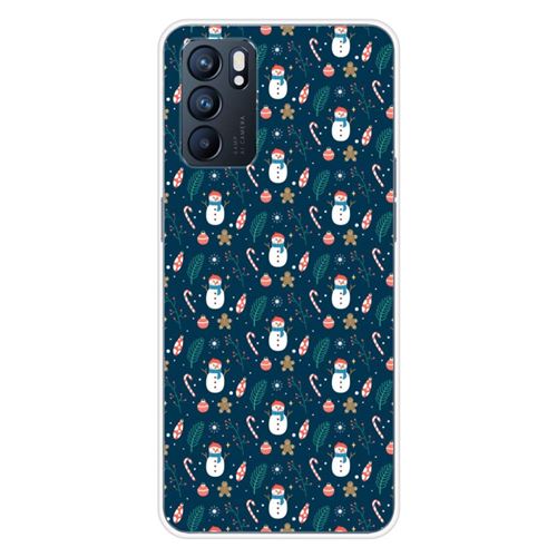 Coque en silicone imprimée compatible Oppo Reno 6 5G NO Bonhomme de neige