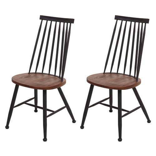 2x chaise de salle à manger MENDLER HWC-G69 métal vintage marron