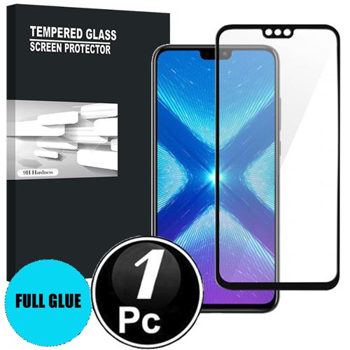Honor 8X Vitre protection d'ecran en verre trempé incassable protection integrale Full 3D Tempered Glass FULL GLUE - [X1-Noir]