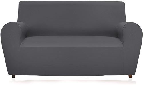 Gemitex Magico Housse de canapé 2 Places en Tissu uni et élastique en Polyester COPRIDIVANO 2 POSTI Con SCHIENALE FINO A 180 CM Gris
