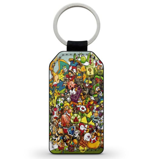Porte-Clés Fifrelin Noir en Simili Cuir Super Smash Bros Mario Ultimate Switch
