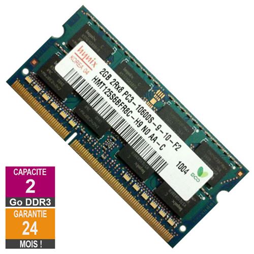 Barrette Mémoire 2Go Ram Ddr3 Hynix Hmt125S6Bfr8C-H9 So-Dimm Pc3-10600 1333Mhz 2Rx8