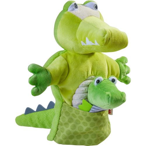 Haba marionnette Crocodile avec bébé junior 30 x 22 cm polyester vert