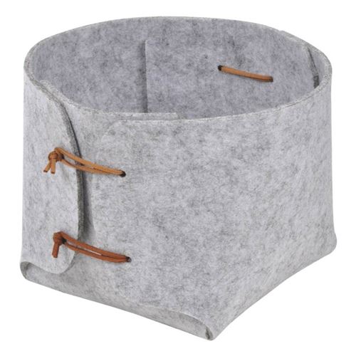 Paris Prix - Panière Haute Feutrine slow Life 14cm Gris Clair