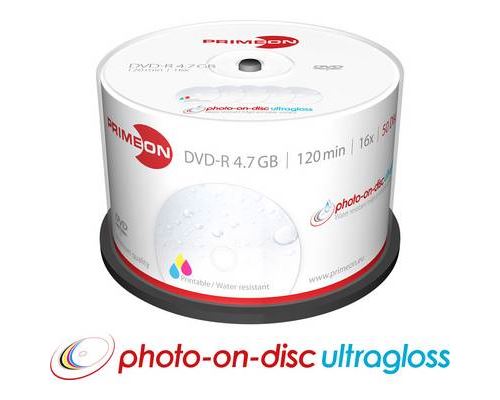 Primeon photo-on-disc ultragloss - 50 x DVD-R - 4.7 Go (120 minutes) 16x (DVD) - surface imprimable avec photo - spindle
