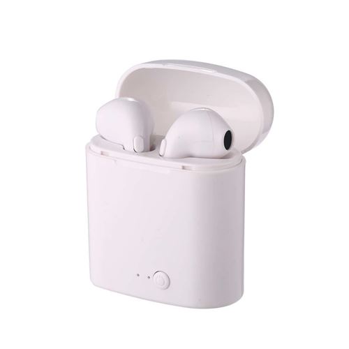 Coocheer 2pcs Écouteurs Général Stéréo intra auriculaires Mains Libres Bluetooth Sport Sans Fil Casque Avec chargeur - Blanc