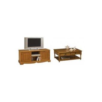 Ensemble Table Basse Et Meuble Tv Pin Miel Achat Prix Fnac