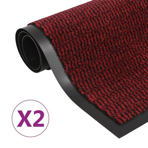 VidaXL Paillassons rectangulaires 2 pcs 60 x 90 cm Rouge