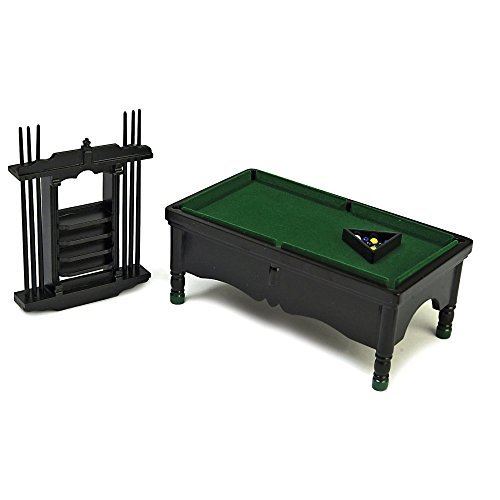 Dollhouse Miniature Black Pool Table Set