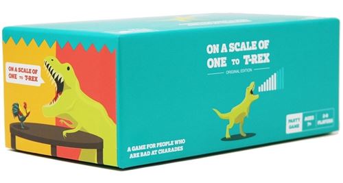 Exploding Kittens jeu de cartes sur une échelle de un à T-REX