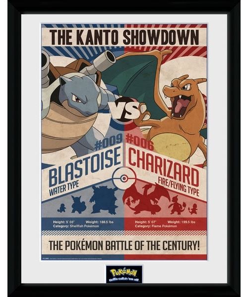 GB Eye affiche dans un cadre Pokémon Rouge vs Bleu 30 x 40 cm