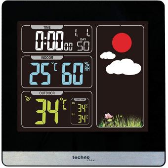 airself Station météo analogique en Acier Inoxydable - avec baromètre/thermomètre/hygromètre  - pour intérieur/extérieur : : Jardin