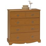 Commode Pin Miel de Style Anglais 5 Tiroirs L 96.2 H 97.4 P 42.5 cm - L 96.2 x l 42.5 x H 94.4 cm