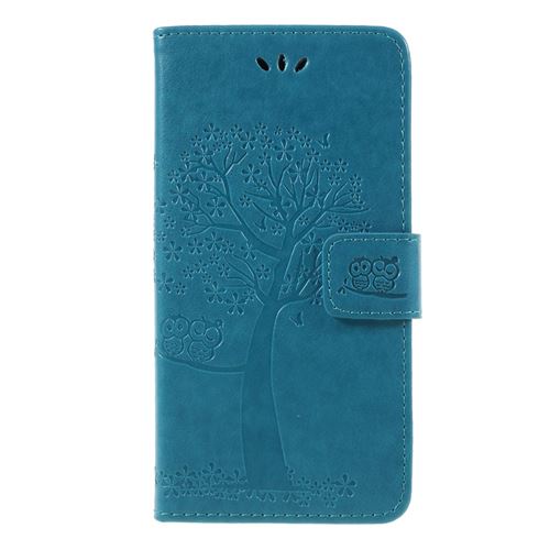Etui en PU chouette arbre bleu pour votre Huawei Y5 (2018)/Y5 Prime (2018)/Honor 7s/Play 7