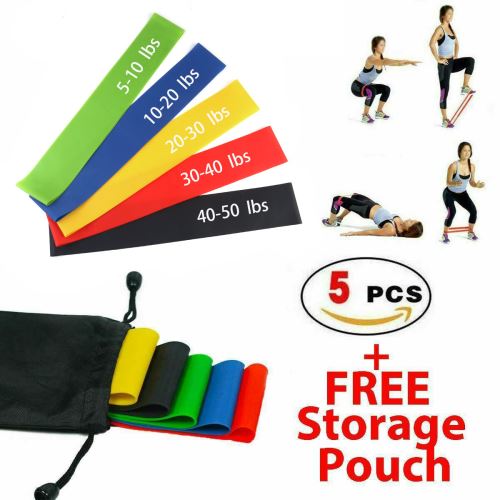 5 Pcs Bandes de Résistance élastique d'exercice de Sport pour les Jambes et la Musculation