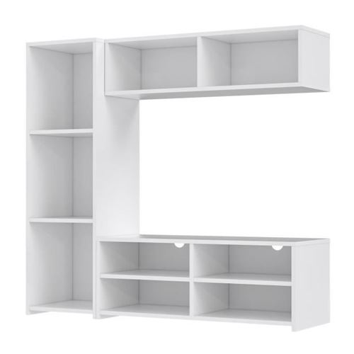 PILVI Meuble TV - Blanc mat - L 143,5 x P 40 x H 129 cm