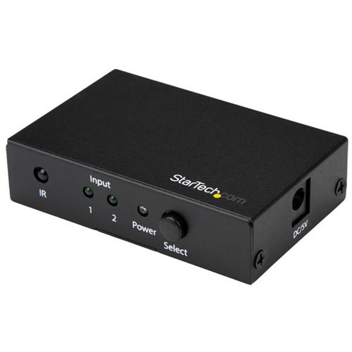 startech 2x1 hdmi video switch - 4k60 2-port hdmi switcher - 4k 60 hz noir