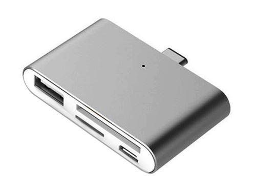 Lecteur de carte usb type-c pour microsd, sd, usb, usb micro (gris) logilink