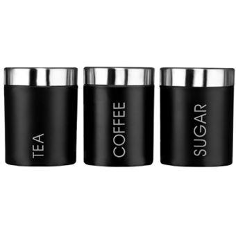 Kabalo Noir Anglais Ensemble De 3 The Cafe Et Sucre Canisters