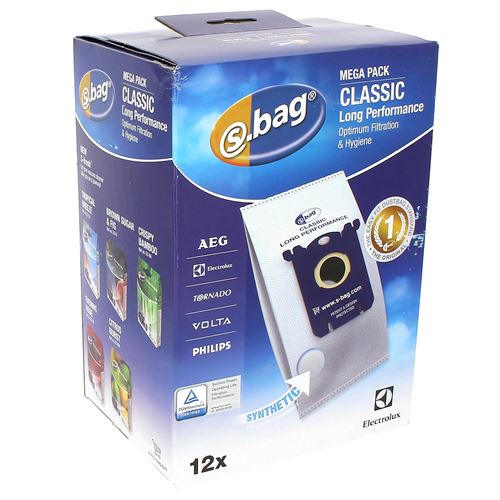 Pièces Détachées Aspirateur Electrolux Sacs Aspirateur S-Bag Classic Par 12 pour Aspirateur Electrolux, Aspirateur Philips, Aspirateur Tornado