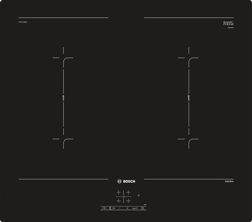 Bosch Serie 4 PVQ611BB5E - Table de cuisson à induction - 4 plaques de cuisson - Niche - largeur : 59.2 cm - profondeur : 52.2 cm - noir - sans cadre
