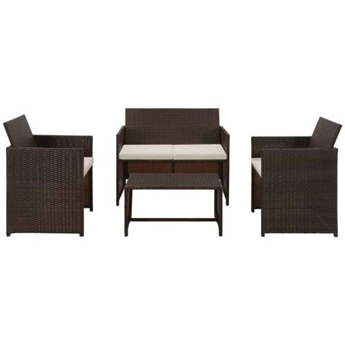 Vidaxl salon de jardin 4 pcs avec coussins r&eacute;sine tress&eacute;e marron 43908